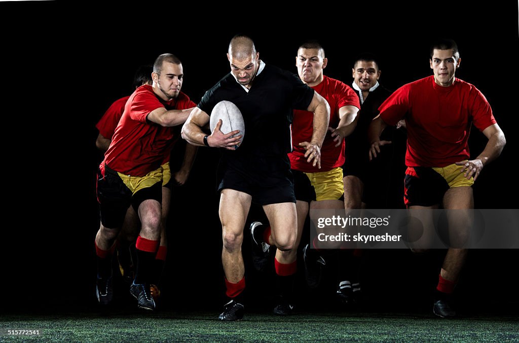 Rugby action.