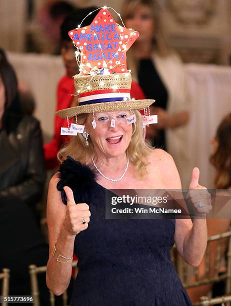 Trump supporter Rosemarie Harder attends a primary night event at Republican presidential candidate Donald Trump;s Donald J. Trump Ballroom at the...