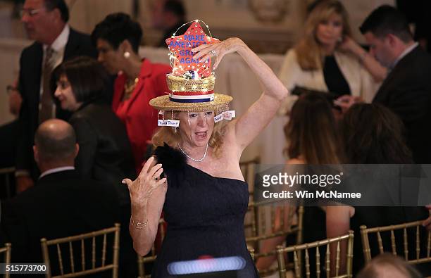 Trump supporter Rosemarie Harder attends a primary night event at Republican presidential candidate Donald Trump;s Donald J. Trump Ballroom at the...