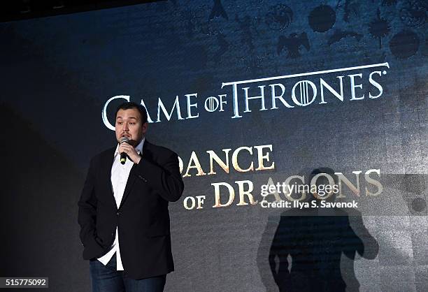 Writer Dave Hill attends "Game of Thrones": The Complete Fifth Season DVD/Blu-Ray Fan Screening at Herald Square on March 15, 2016 in New York City.