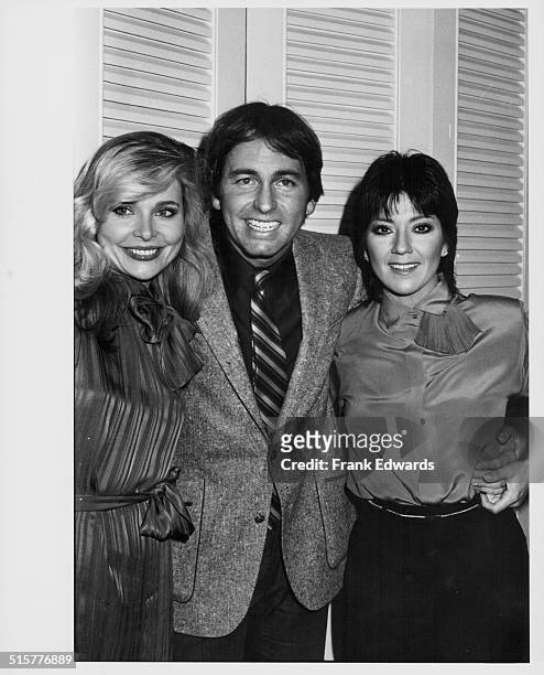 Actors Joyce DeWitt, John Ritter and Priscilla Barnes, attending the 'Three's Company' television show luncheon at the Beverly Hills Hotel,...