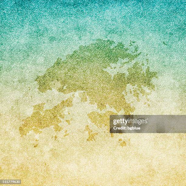 hong kong map on grunge canvas background - canvas bag stock illustrations