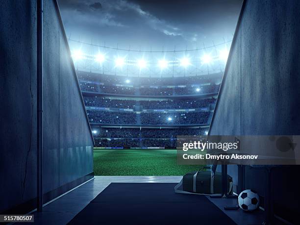 vista para o estádio de futebol de jogadores zona - soccer stadium - fotografias e filmes do acervo