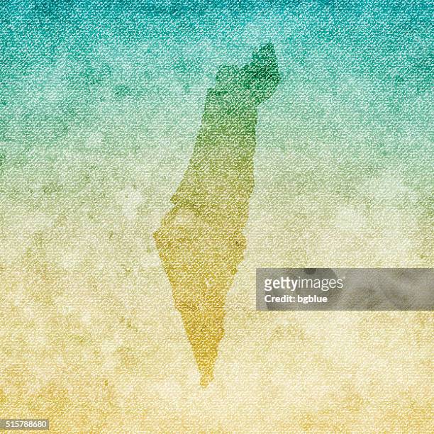 israel map on grunge canvas background - burlap sack stock illustrations