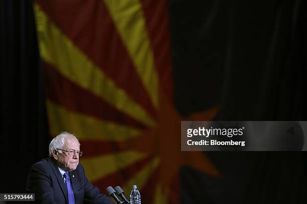 Senator Bernie Sanders, an independent from Vermont and 2016 Democratic presidential candidate, pauses while speaking during a campaign event in...