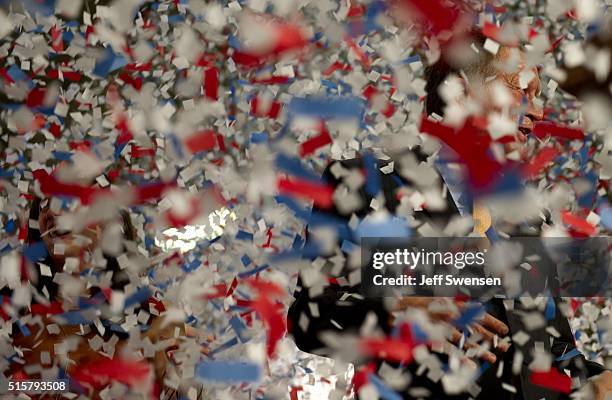 Republican presidential candidate, Ohio Gov. John Kasich greets supporters at Baldwin Wallace University March 15, 2015 in Berea, Ohio. Kasich won...