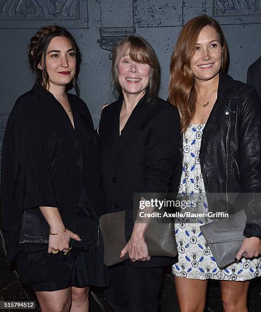 Actors Madison Fisk, Sissy Spacek and Schuyler Fisk arrive at the premiere of Broad Green Pictures' 'Knight Of Cups' on March 1, 2016 in Los Angeles,...