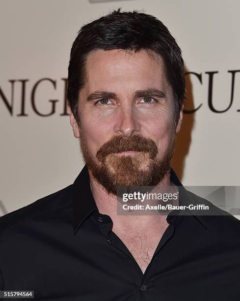 Actor Christian Bale arrives at the premiere of Broad Green Pictures' 'Knight Of Cups' on March 1, 2016 in Los Angeles, California.