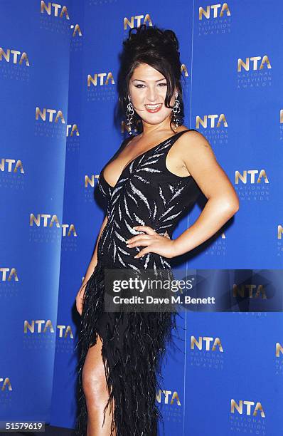'Big Brother' winner Nadia Almada poses in the Awards Room at the "10th Anniversary National Television Awards" at the Royal Albert Hall on October...