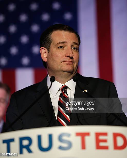 Republican presidential candidate Sen. Ted Cruz speaks at a watch party on March 15, 2016 in Houston, Texas. Cruz is in a tight race with Donald...