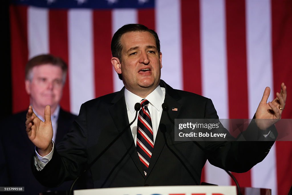 GOP Presidential Candidate Ted Cruz Holds Primary Night Gathering In Houston, Texas