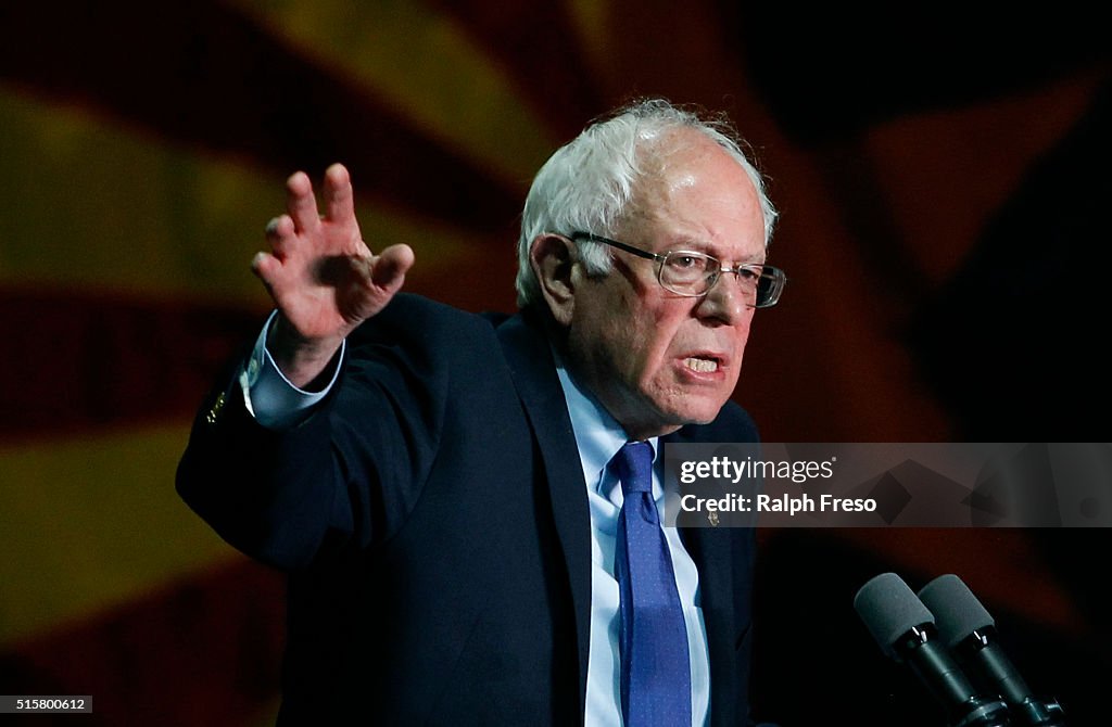 Presidential Candidate Bernie Sanders Holds Primary Night Rally In Phoenix, Arizona