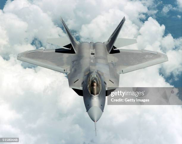 An F-22 Raptor flies in this undated image provided by Lockheed Martin. The first Raptor will join the 27th Fighter Squadron at Langley Air Force...