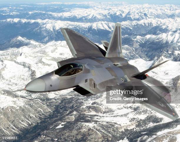An F-22 Raptor flies in this undated image provided by Lockheed Martin. The first Raptor will join the 27th Fighter Squadron at Langley Air Force...