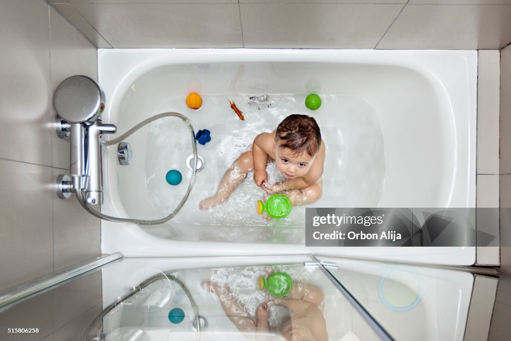 Baby on bathtub