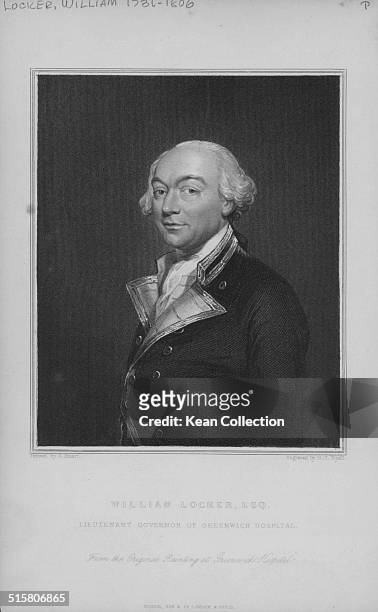 Engraved portrait of William Locker, Lieutenant Governor of Greenwich Hospital, circa 1790. Engraved by H T Ryall from the original by G Stuart.