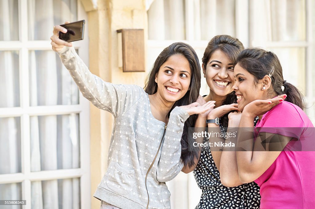 Indian teenager girls taking a selfie