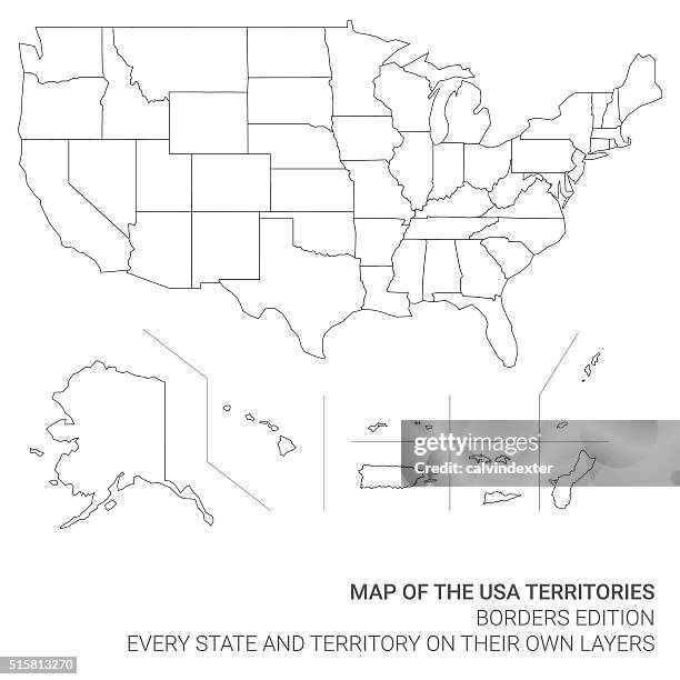 stockillustraties, clipart, cartoons en iconen met map of the united states of america territories - american samoa