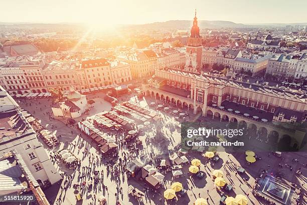 krakow from above - krakow stock pictures, royalty-free photos & images