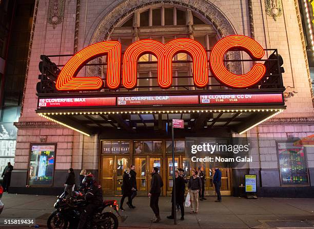General view of atmosphere outside the AMC Empire 25 theater on March 15, 2016 in New York City.