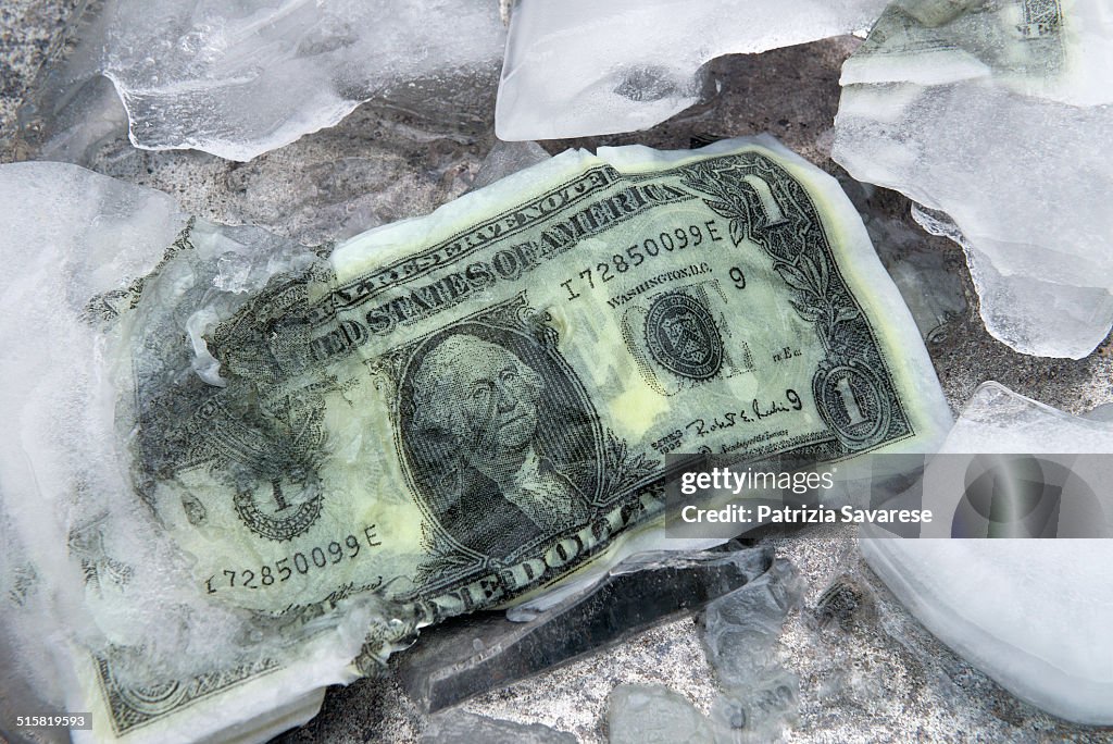 Dollars under ice