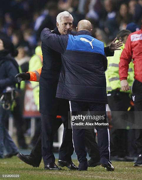 Crystal Palace manager Alan Pardew and Reading manager Brian McDermott during the Emirates FA Cup Sixth Round match between Reading and Crystal...