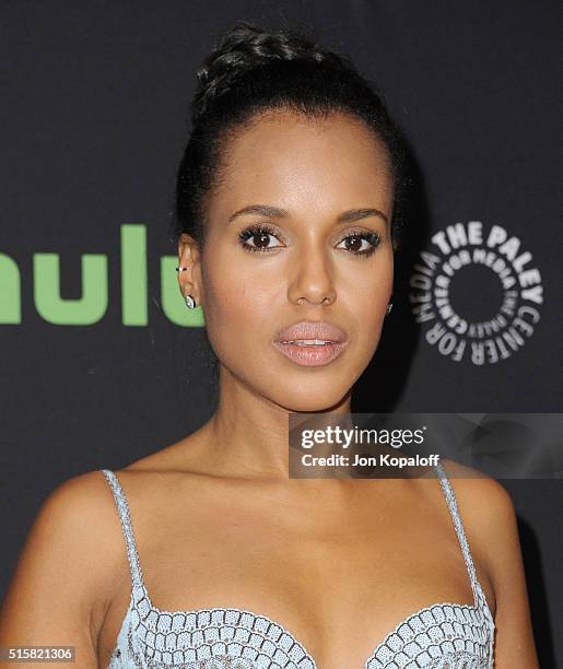 Actress Kerry Washington arrives at The Paley Center For Media's 33rd Annual PaleyFest Los Angeles - "Scandal" at Dolby Theatre on March 15, 2016 in...