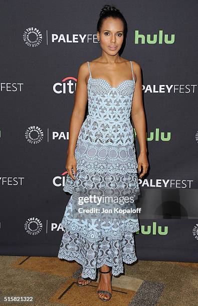 Actress Kerry Washington arrives at The Paley Center For Media's 33rd Annual PaleyFest Los Angeles - "Scandal" at Dolby Theatre on March 15, 2016 in...