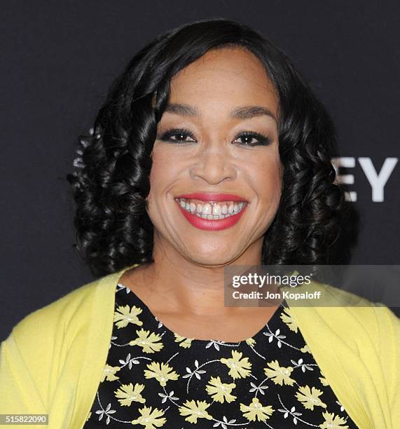 Actress Shonda Rhimes arrives at The Paley Center For Media's 33rd Annual PaleyFest Los Angeles - "Scandal" at Dolby Theatre on March 15, 2016 in...