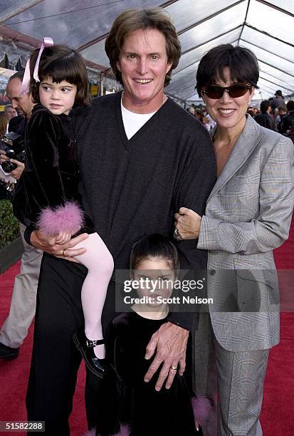 Former US gold medal decathlete Bruce Jenner , his wife Kris and children Kylie and Kendall appear at the, 10 December 2000, premiere of Walt...