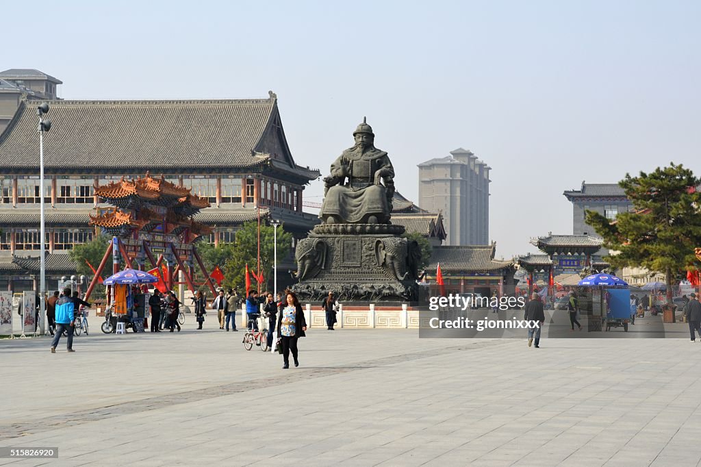 Altan Khan statue at sunset, Hohhot Inner Mongolia