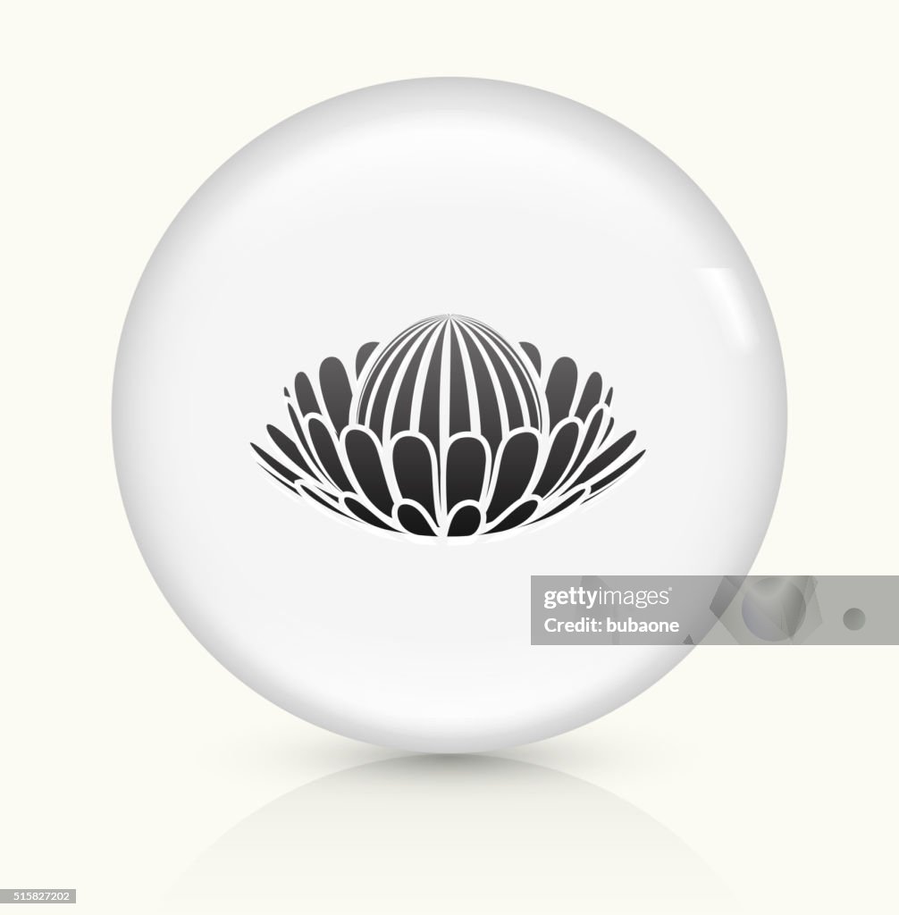 Tea flower icon on white round vector button
