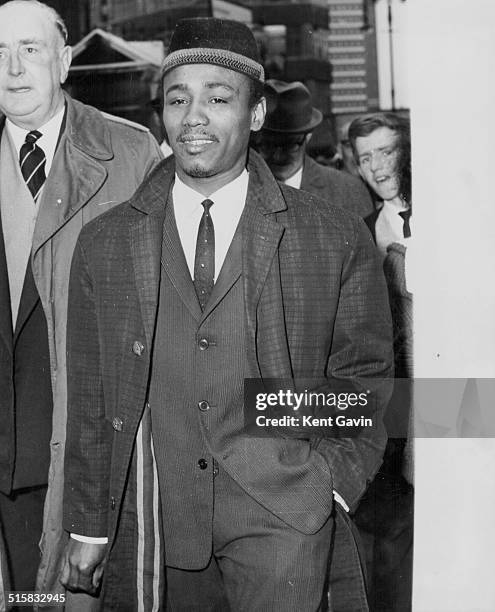 Jazz singer Aloysius 'Lucky' Gordon leaving court, giving evidence in the Christine Keeler case, October 3rd 1963.