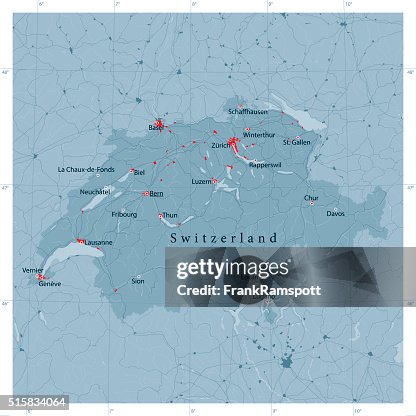 Switzerland Vector Road Map Switzerland Vector Road Map
