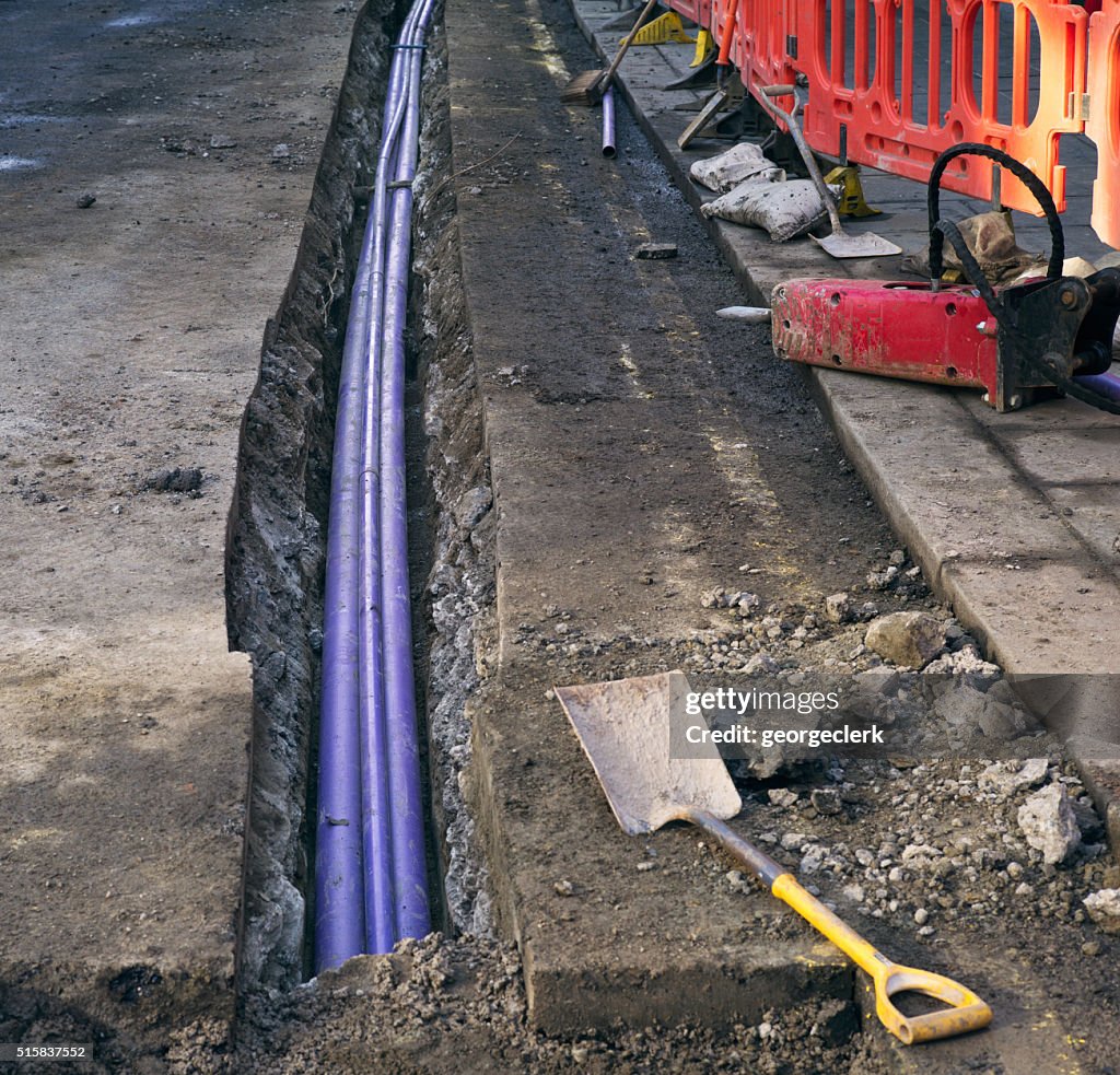 Pipework installation under the road surface