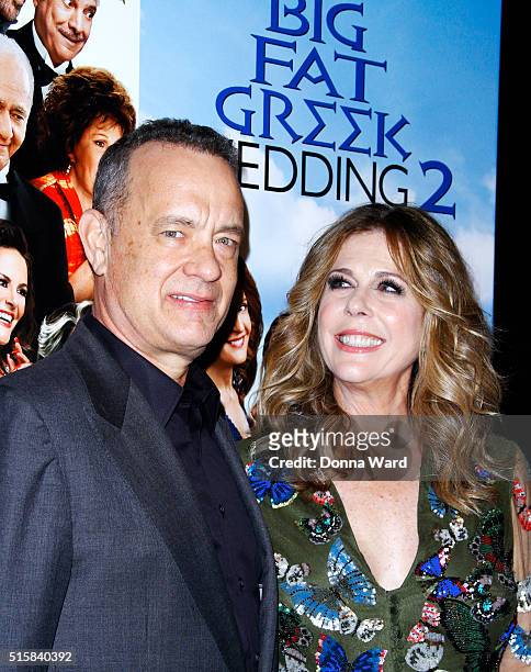 Tom Hanks and Rita Wilson attend the"My Big Fat Greek Wedding 2" New York Premiere at AMC Loews Lincoln Square 13 theater on March 15, 2016 in New...