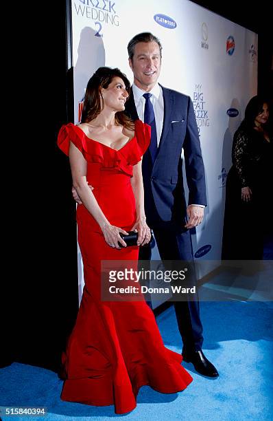 Nia Vardalos and John Corbett attend the"My Big Fat Greek Wedding 2" New York Premiere at AMC Loews Lincoln Square 13 theater on March 15, 2016 in...