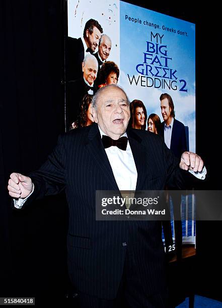 Michael Constantine attends the"My Big Fat Greek Wedding 2" New York Premiere at AMC Loews Lincoln Square 13 theater on March 15, 2016 in New York...