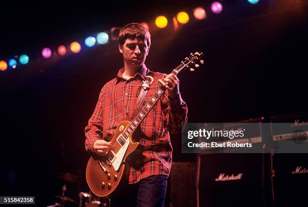 Noel Gallagher performing with Oasis at The Academy in New York City on March 8, 1995.