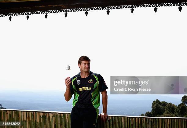 Shane Watson of Australia poses during an Australian portrait session ahead of the ICC 2016 Twenty20 World Cup on March 16, 2016 in Dharamsala, India.