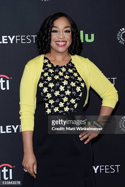 Executive producer Shonda Rhimes arrives at The Paley Center For Media's 33rd Annual PALEYFEST Los Angeles ÒScandalÓ at Dolby Theatre on March 15,...