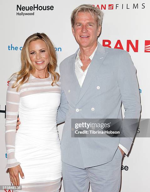 Maria Bello and Matthew Modine attend the premiere of Saban Films' 'The Confirmation' on March 15, 2016 in Los Angeles, California.