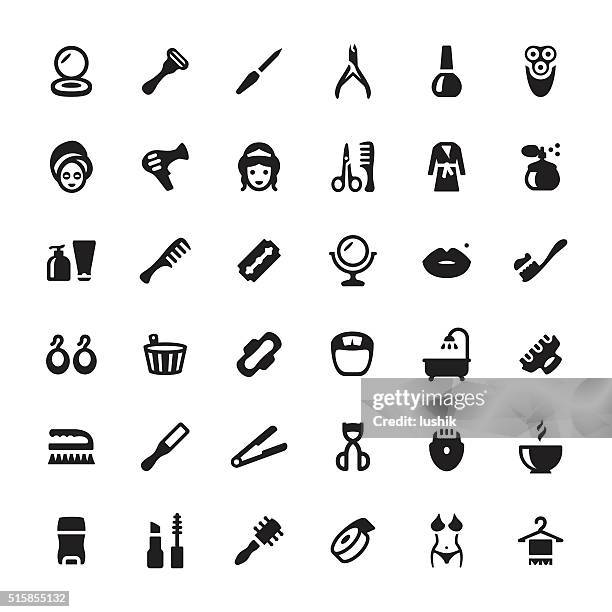 beauty product and spa vector symbols and icons - scrubbing up stock illustrations