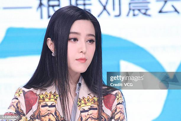 Actress Fan Bingbing attends the press conference of director Feng Xiaogang's film "I Am Not Madame Bovary" on March 16, 2016 in Beijing, China.