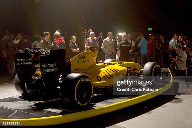 Renault F1 team unveils its new livery for the 2016 season on March 16, 2016 in Melbourne, Australia.