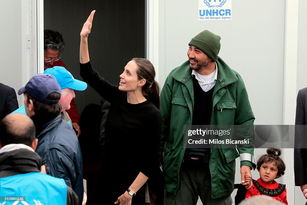 Angelina Jolie Visits The Refugee Reception Area At The Port Of Piraeus