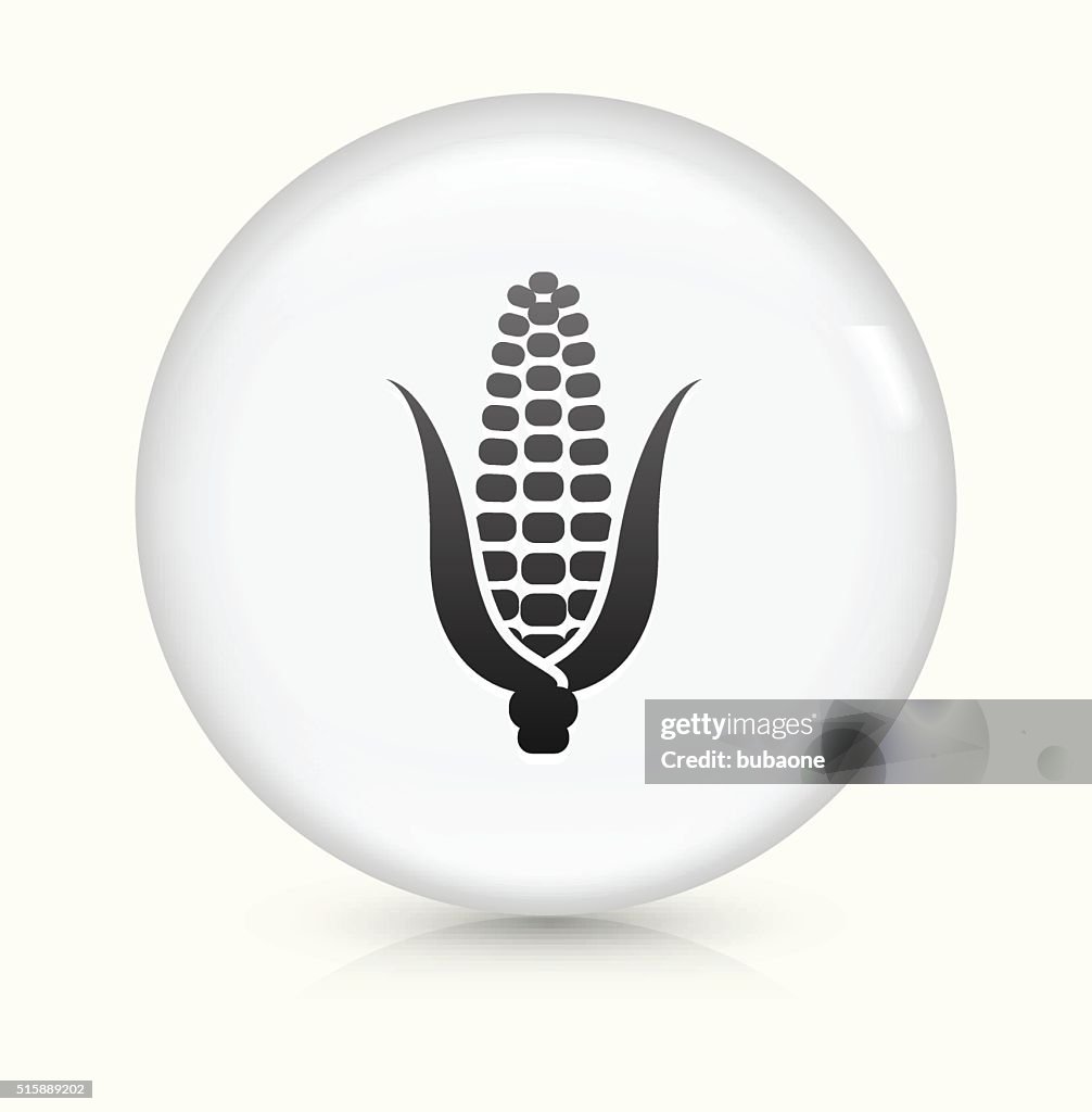 Corn Cob icon on white round vector button