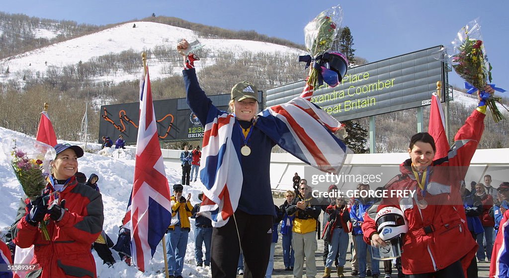 Alexandra Coomber (C) from the Great Britain celeb