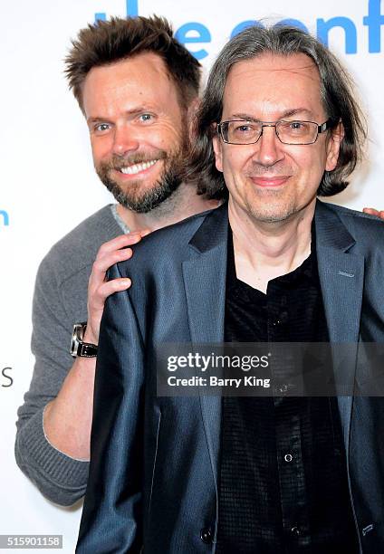 Actor Joel McHale and writer/director Bob Nelson attend the Premiere of Saban Films' 'The Confirmation' at NeueHouse Hollywood on March 15, 2016 in...