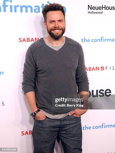 Actor Joel McHale attends the Premiere of Saban Films' 'The Confirmation' at NeueHouse Hollywood on March 15, 2016 in Los Angeles, California.